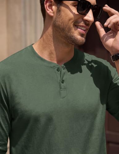 COOFANDY Men's Henley T-Shirts Long Sleeve Casual Cotton - Product Imagery