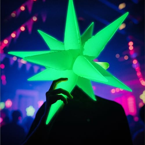 6Set 72Pcs UV Neon Glow Balloon Neon Foil Explosion Star - Product Imagery