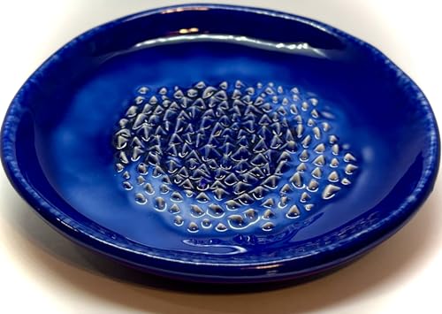 Premium Ceramic Garlic Grater Plate Set - Blue Ocean Glazed - Product Imagery