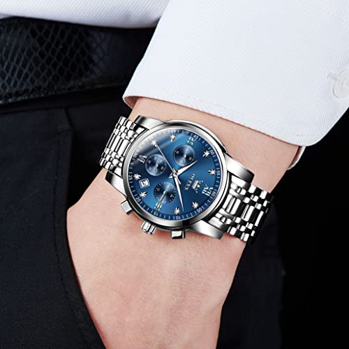 OLEVS Men's Stainless Steel Chronograph Watch, Big Face Gold - Product Imagery