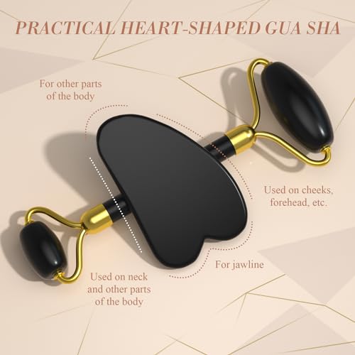 Gua Sha & Jade Roller Set for Face and Body, Facial Massage - Product Imagery