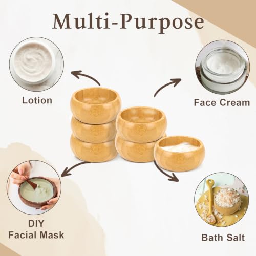 6 Pcs 3.8 X 1.6 Inch Bamboo Facial Bowls Set Big Facial Bowls - Product Imagery