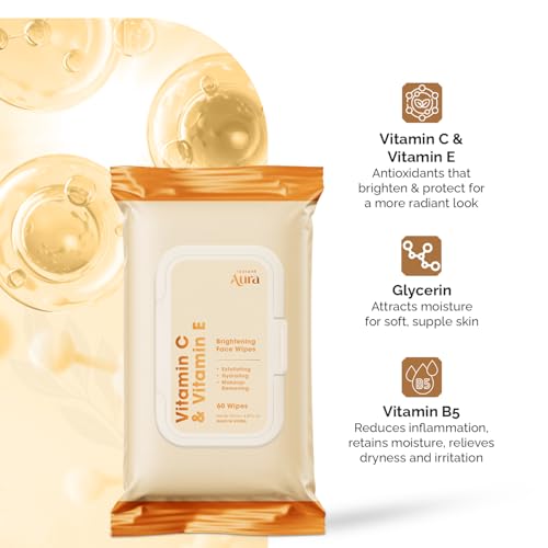 Vitamin C & Vitamin E Face Wipes – Dermatologist Tested, - Product Imagery