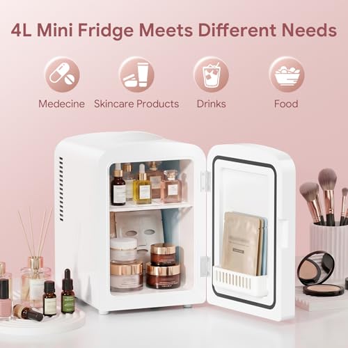 Xbeauty 4L Mini Skincare Fridge With Dimmable LED Mirror - Product Imagery