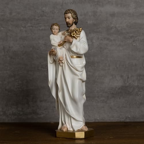 BC Catholic St. Joseph and Child Jesus Statue, 10" H Patron - Product Imagery