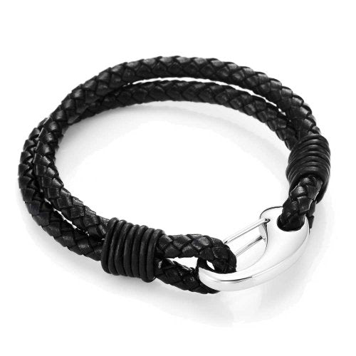 Mens Stainless Steel Braided Locking Bracelet Everyday Wrist - Product Imagery