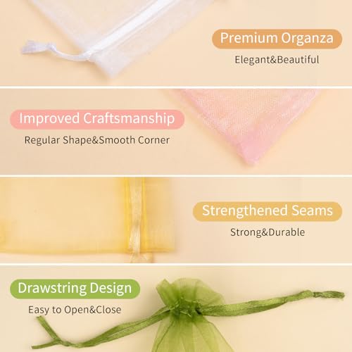 50PCS Organza Bags 3x4 Multicolor, Small Gift Bags for Jewelry - Product Imagery