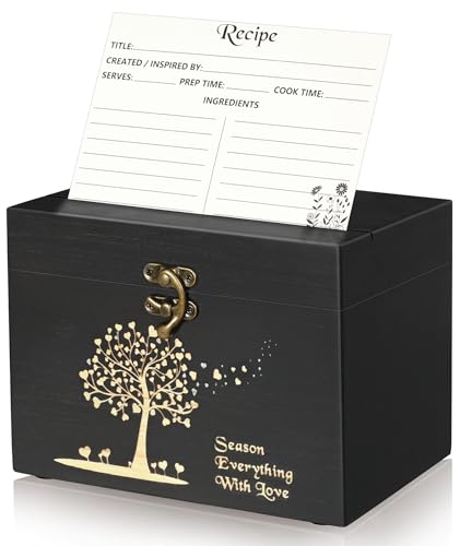 CypherX Recipe Box with Cards and Dividers - Wooden Recipe Card - Product Imagery