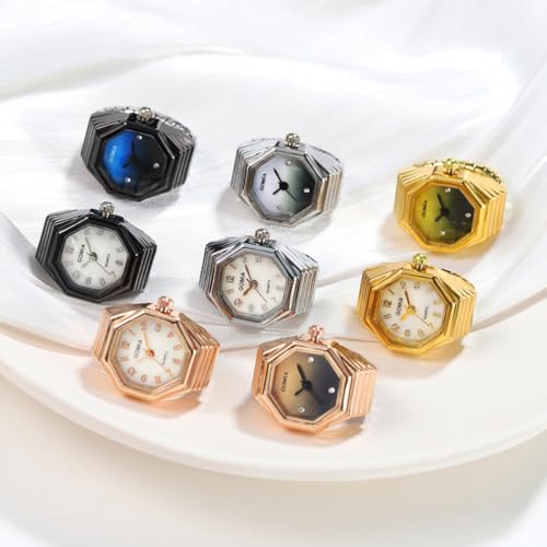 4Pcs Creative Ring Finger Watches Octagon Gradient Dial - Product Imagery