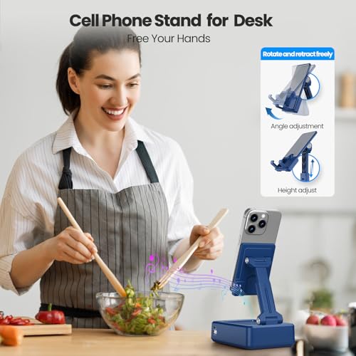 JTEMAN Cell Phone Stand with Bluetooth Speaker and Charging - Product Imagery