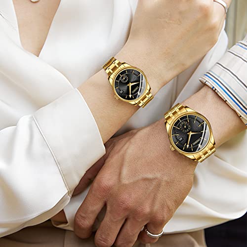FANMIS Men Luxury Analog Quartz Gold Watch Business Dress - Product Imagery