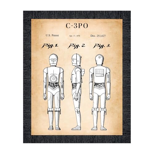 R2-D2, C-3PO and Ewoks Three Framed Patent Print Set, Vintage - Product Imagery