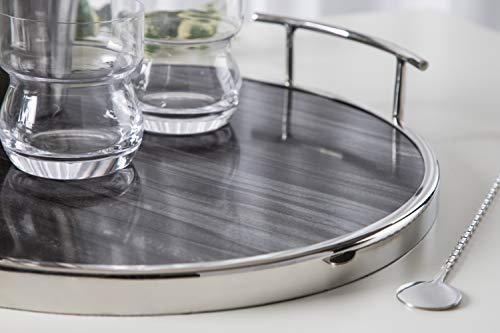 Kate and Laurel Marbury Modern Round Tray, 15 x 14 x 3, Gray - Product Imagery
