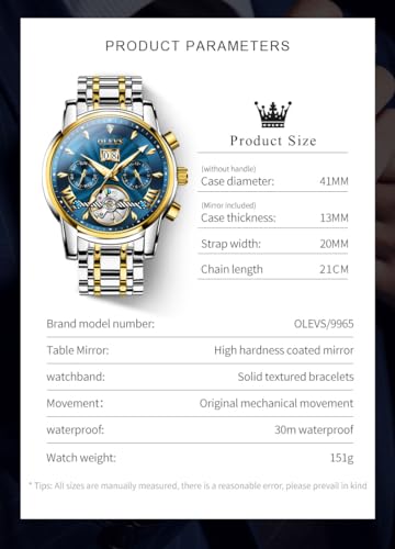 OLEVS Self Winding Watches for Men Automatic Mechanical Dress - Product Imagery