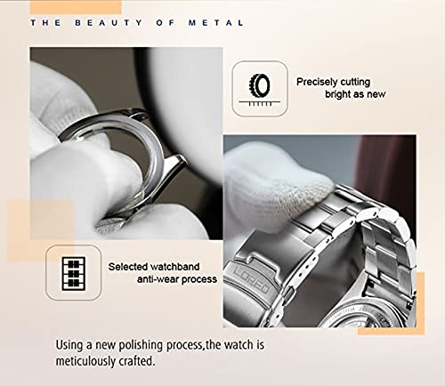 LOREO Mens Automatic Watch Silver Stainless Steel Sapphire Glass - Product Imagery