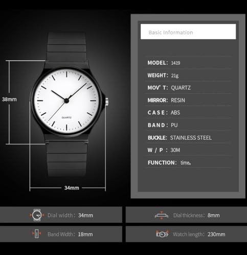 Casual Unisex Analog Quartz Watch - Product Imagery