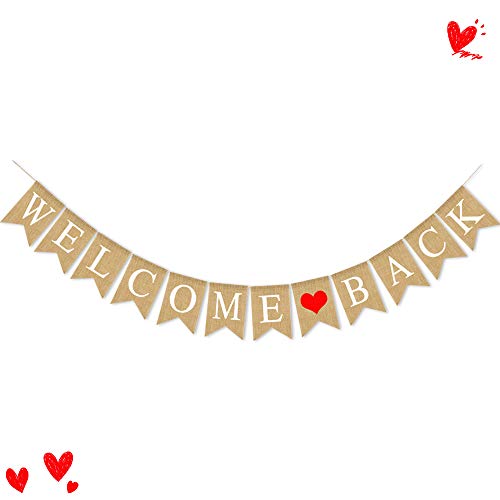 SWYOUN Burlap Welcome Back Banner Back to Home School Office - Product Imagery