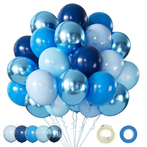 Blue Balloons Metallic Blue Balloon, 60Pcs 12Inch Chrome Blue - Product Imagery
