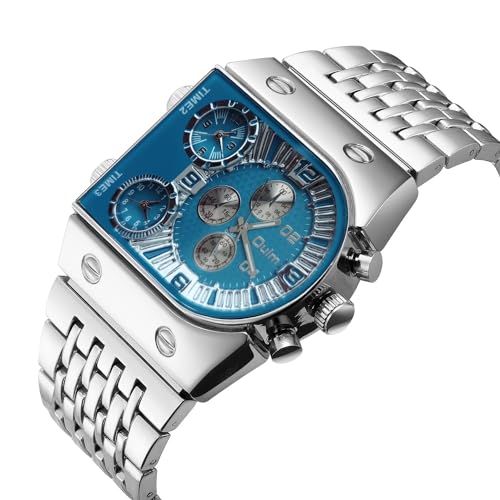 Men’s Luxury Rectangle Square Gold Silver Big Face Luminous - Product Imagery