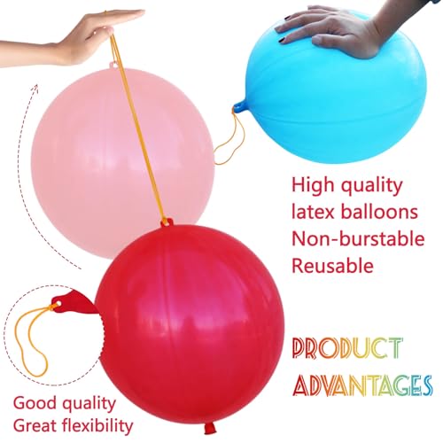 LEEZZIZZ 30Pcs Punch Balloons, Thickened Neon Punching Balloon - Product Imagery