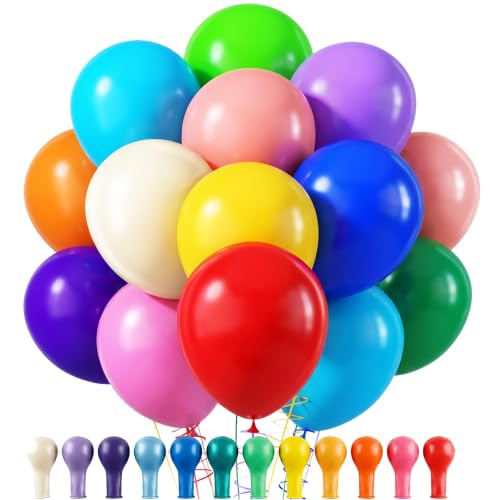 RUBFAC Rainbow Balloons 120pcs Party Balloons for Birthday - Product Imagery