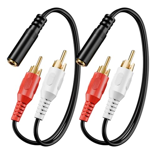 VCE 3.5mm to RCA Splitter, Gold Plated Male Stereo Audio Y Cable, by VCE - Angle View 1
