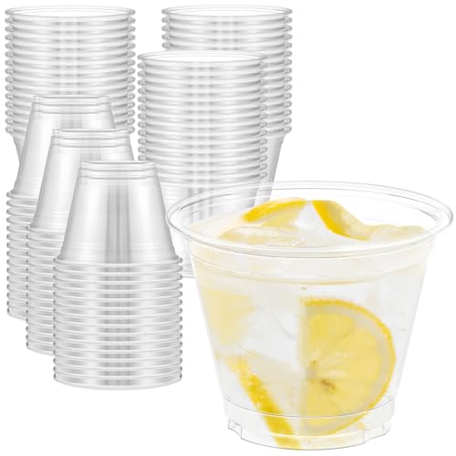 Dealusy 100 Pack 9 oz Clear Plastic Cups - Product Imagery