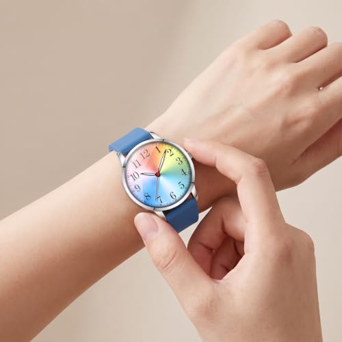Letoff Classic Analog Watch, Rainbow Dial with Arabic Numerals, - Product Imagery