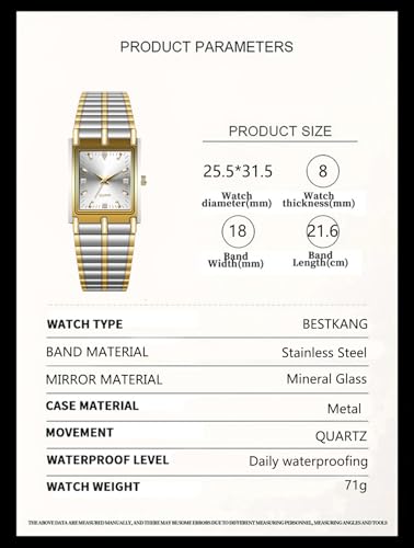 BESTKANG Unisex Watch Square Luxury Diamond Watches Analog - Product Imagery