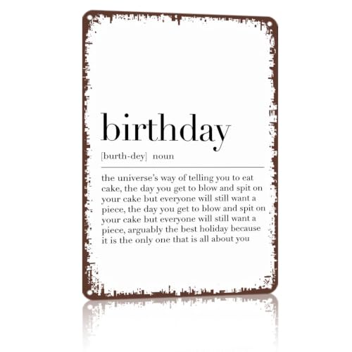 8x12 Inch Aluminum Birthday Definition Poster Wall Art, Vintage - Product Imagery