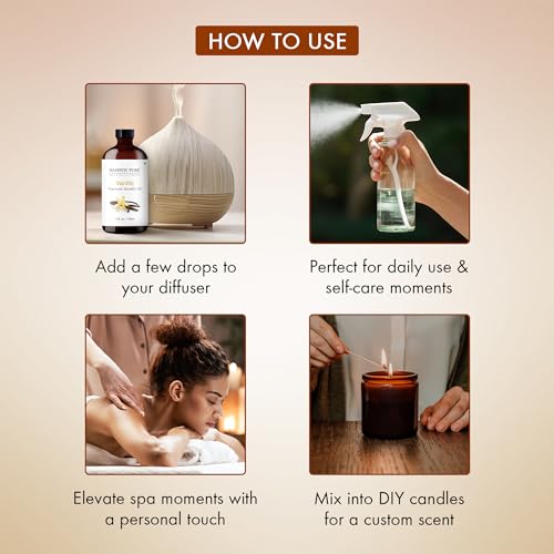 Majestic Pure Vanilla Essential Oil with Glass Dropper - 4 Fl Oz - Product Imagery