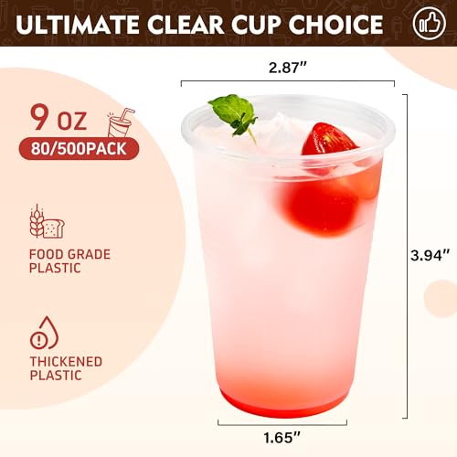 YEEHAW 9 oz Plastic Cups, 500 Pack - Clear Disposable Drinking - Product Imagery
