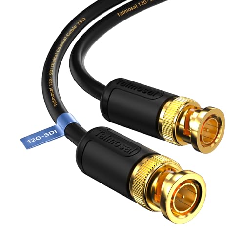 Talmosal 50 ft 12G SDI Cable with BNC connectors, RG11 coax for 4K and 8K HD-SDI and 3G-SDI video transmission