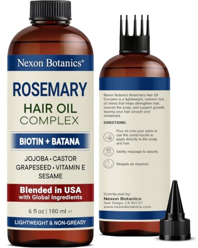 Nexon Botanics Rosemary Hair Oil 6 Fl Oz - Scalp Blend with Biotin & Batana & Cas - Nexon Botanics Official Product View 1