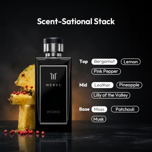 Merve Intense Perfume for Men 3.4 Oz Long Lasting EDP Bergamot - Product Imagery