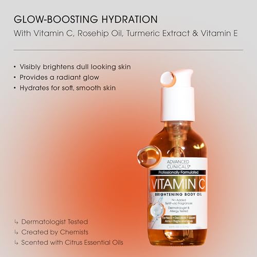 Advanced Clinicals Brightening Vitamin C Body Oil For Women & - Product Imagery
