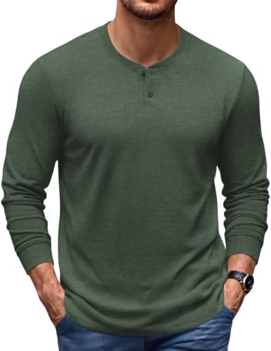 COOFANDY Men's Henley T-Shirts Long Sleeve Casual Cotton - Product Imagery