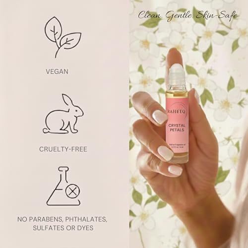 Crystal Petals Perfume Oil Roll-On – Long Lasting Jasmine & Rose - Product Imagery