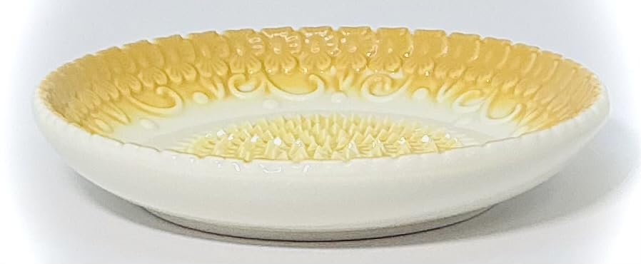 Premium Ceramic Garlic Grater Plate Set - Yellow Embossed - Product Imagery