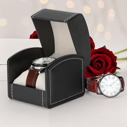 Luxury Single Watch Gift Box with Removable Pillow, PU Leather - Product Imagery
