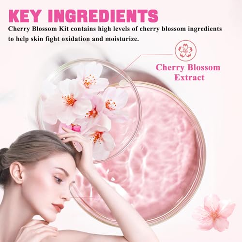 8PCS Sakura Skin Care Set,Hydrating Skincare Gift Set with - Product Imagery