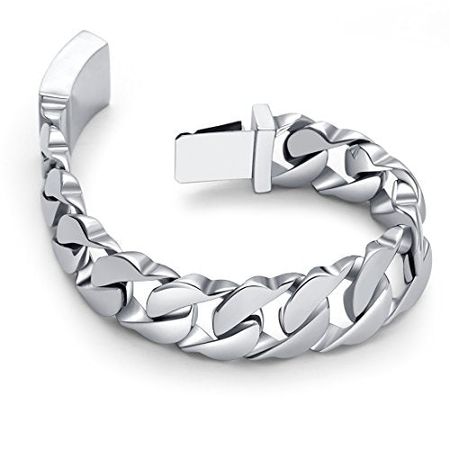 Mens Stainless Steel Power Link Bracelet Sturdy Chain Style - Product Imagery