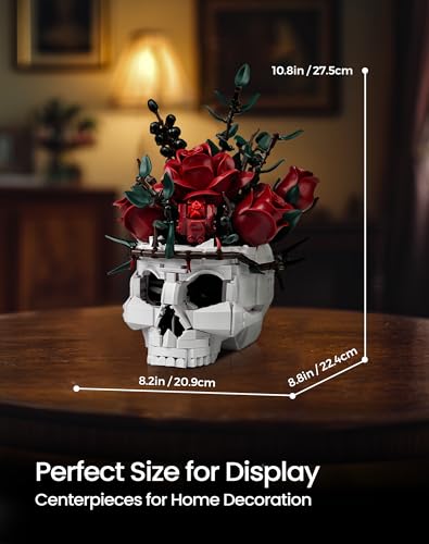 iATOM Skull Roses Flower Bouquet Building Set, Botanical - Product Imagery