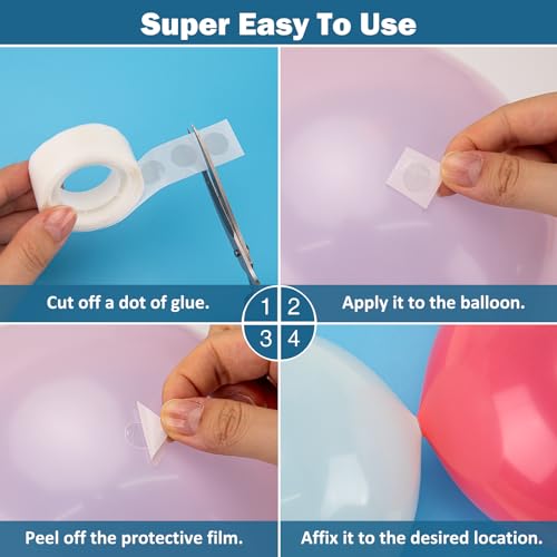 Balloon Arch Strip Kit, 32.8 ft Tape Strips, 200 Glue Point Dots - Product Imagery