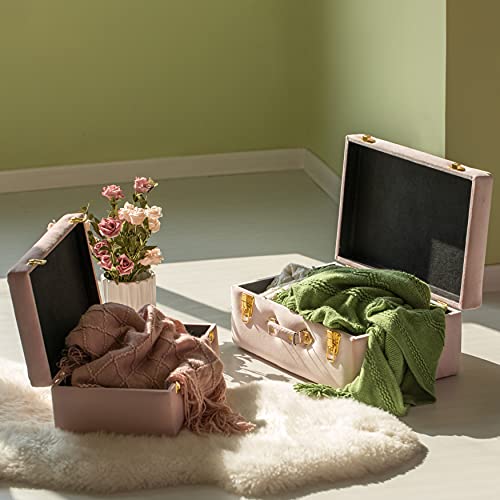 Vintiquewise Decorative Tufted Velvet Suitcase Treasure Chest - Product Imagery