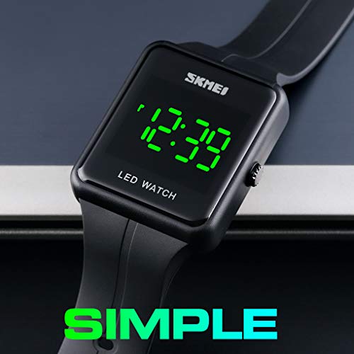 Gosasa Large Face LED Digital Watch Date Time 3Bar Waterproof - Product Imagery