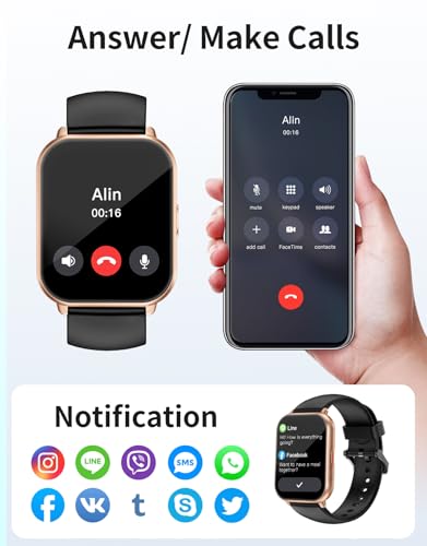 RUIMEN Smart Watches for Men Women (Answer/Make Call, 2 Bands), - Product Imagery