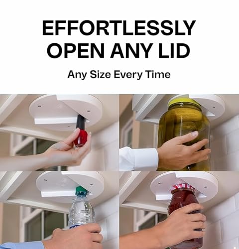 Under Cabinet Jar Opener for Weak Hands & Seniors - V-Shape Lid - Product Imagery