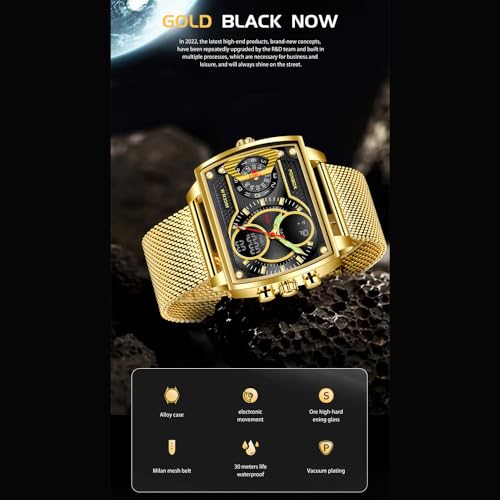 Luxury Men Boy Square Dial Digital Watch Luminous Waterproof - Product Imagery