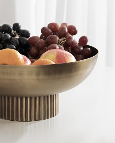 Kate and Laurel Rooks Ribbed Decorative Metal Bowl; 12 Inch - Product Imagery